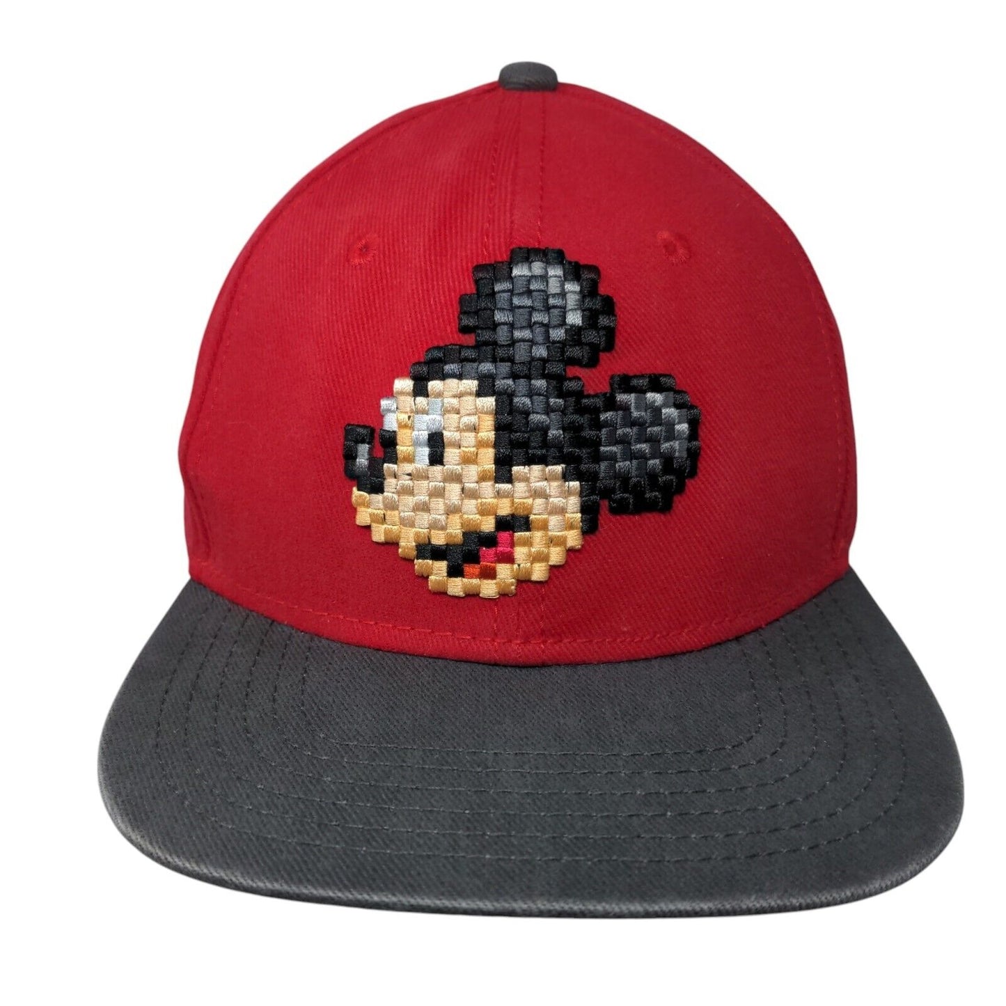 Mickey Mouse Pixel Snapback Hat Red Youth Embroidered Colorblock Disney