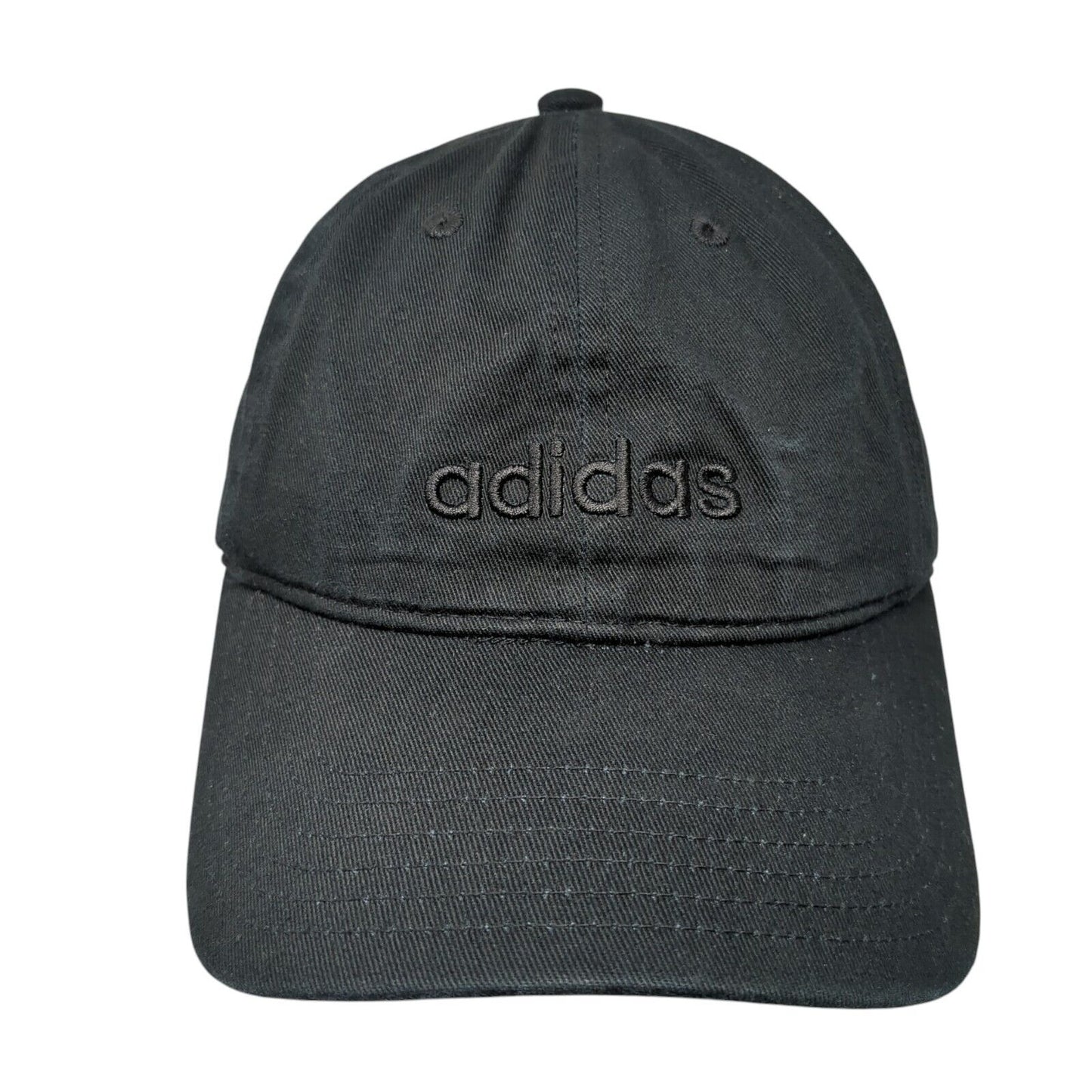 Adidas Spell Out Strapback Hat Black One Size Adjustable Embroidered