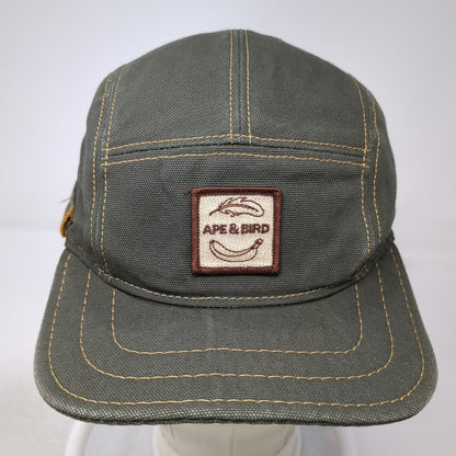 Ape & Bird 5 Panel Green Hat OS Strapback Canvas Contrast Stitch Made in USA