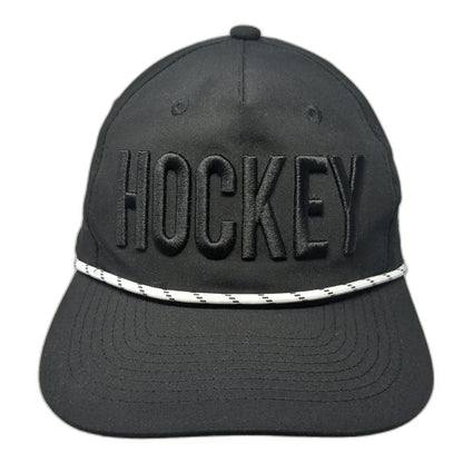 ChalkTalk Sports 5 Panel Black One Size Hockey Rope Snapback Hat 3D Embroidered