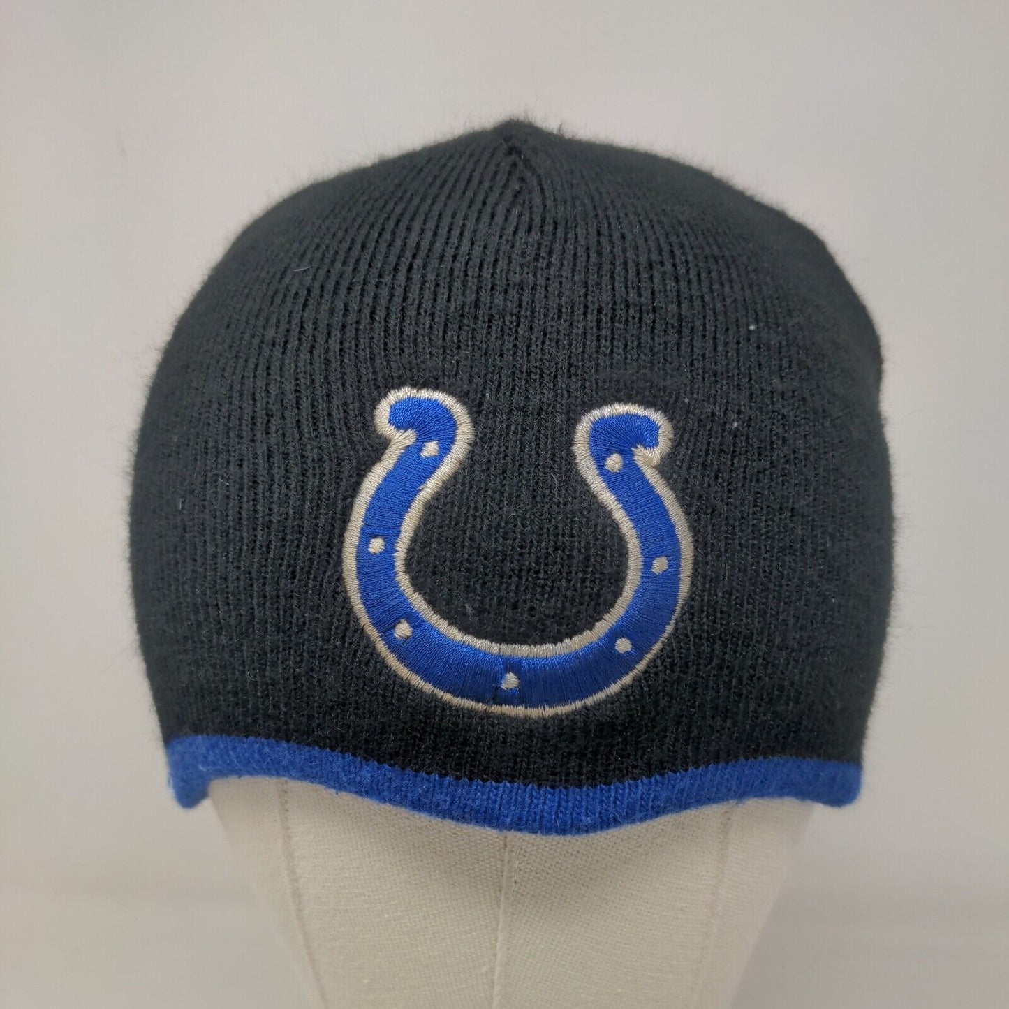 NFL Indianapolis Colts Men's Knit Beanie Hat Black Blue Embroidered Logo