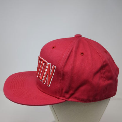 LOGA Snapback Red One Size Houston Raised Embroidery Green Underbrim Cotton Hat
