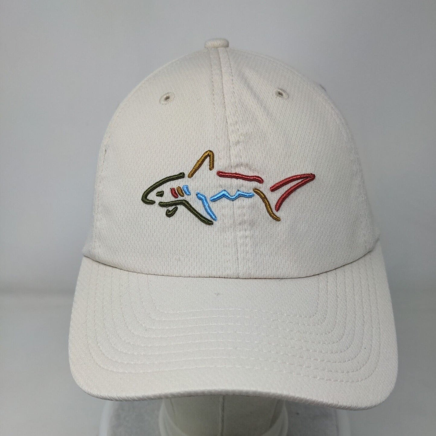 Greg Norman Shark Strapback Hat Tan OSFA Embroidered Adjustable