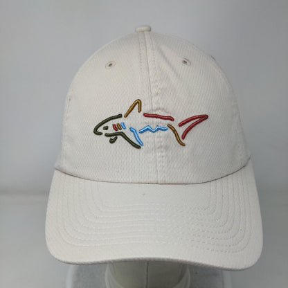 Greg Norman Shark Strapback Hat Tan OSFA Embroidered Adjustable