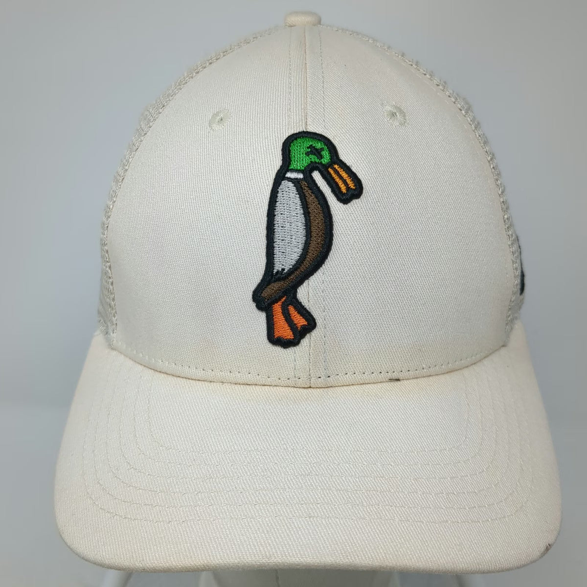 Trucker Hat Beige One Size Mesh Back Duck 2F.7 Snapback Bird Graphic Outdoor