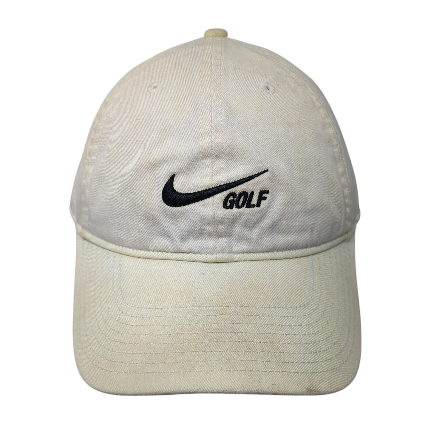 Nike Golf Strapback Hat Cream One Size Adjustable Embroidered 6 Panel Dri-Fit