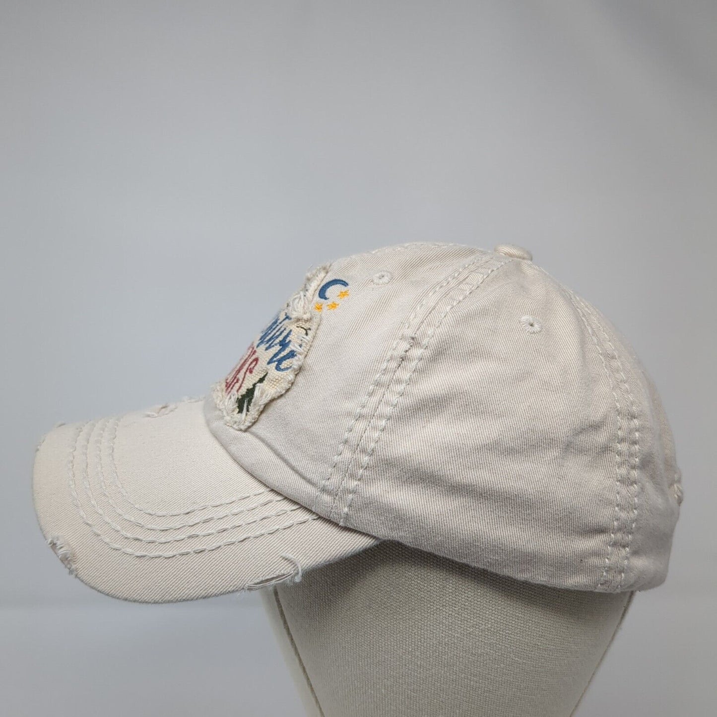 The Adventure Begins Strapback Hat Tan OS Adjustable Distressed KB ETHOS Vintage