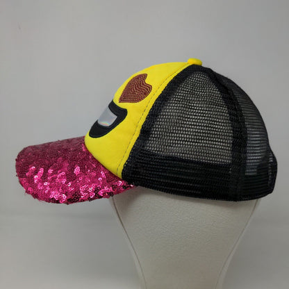 Unbranded Girl's Snapback Mesh Back Hat Multicolor Smiley Face Sparkly