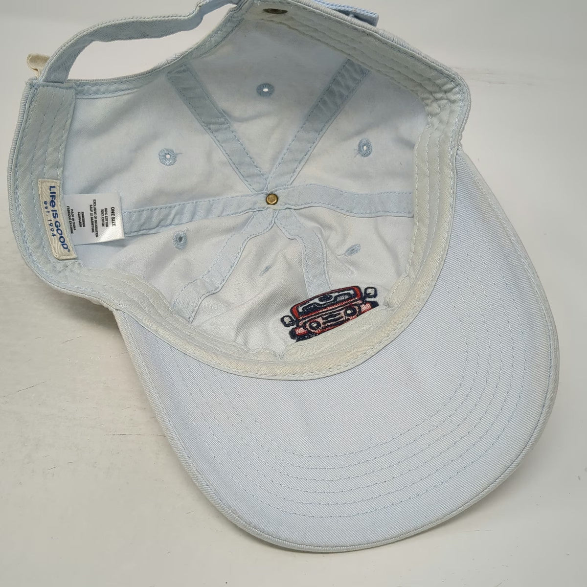 Life is Good Baseball Cap Blue One Size Off-Road Vehicle Hat Slideback Cotton