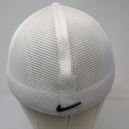 Nike Baseball Cap White L Mesh Back Stretch Fit BluShark Digital Dri-FIT Hat