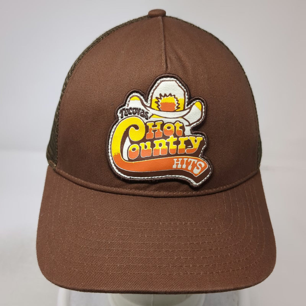 Tecovas Brown One Size Trucker Hat Mesh Snapback Hot Country Hits Logo Patch