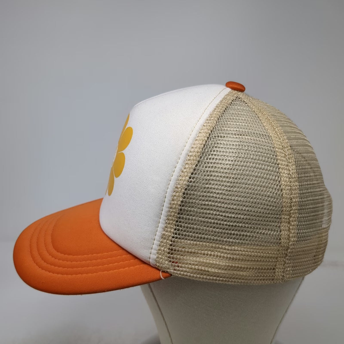Bokeh Supply Sunny Days Ahead White Orange Trucker Hat One Size Mesh Snapback