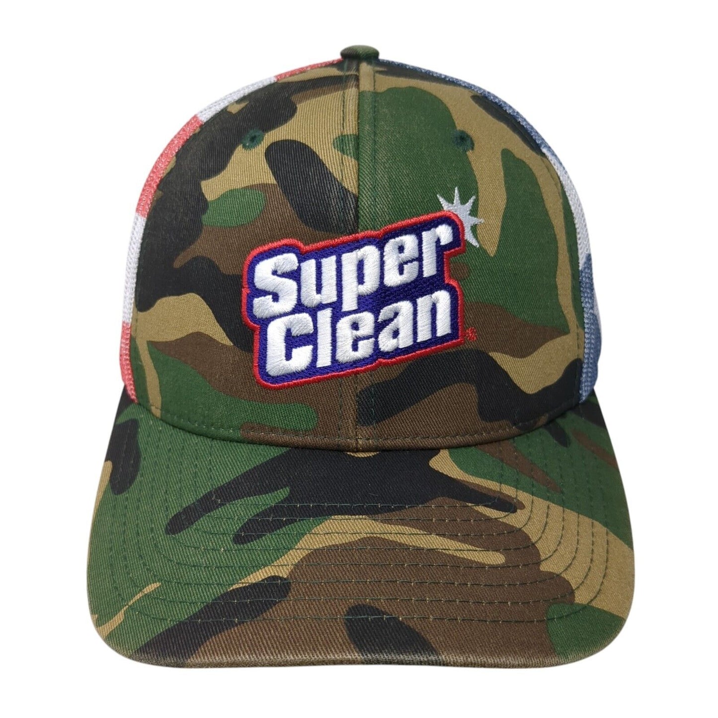 Super Clean Snapback Trucker Hat Camouflage OS Adjustable Mesh Back Patriotic