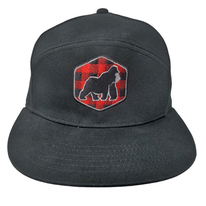 Unbranded Men's Snapback Hat Black Embroidered Gorilla Plaid Logo Cotton