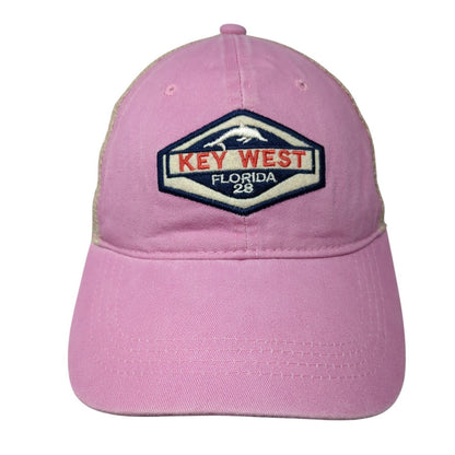Key West Florida Dolphin Snapback Trucker Hat Pink OSFA Mesh Back