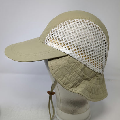 Orvis Baseball Cap Beige Mesh Sun Cape Neck Flap Hat Green Underbrim Vintage