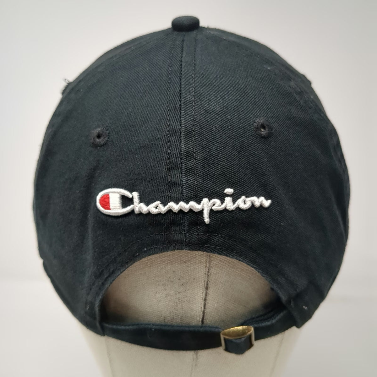 Champion Baseball Cap Black One Size Embroidered Logo Strapback Cotton Hat