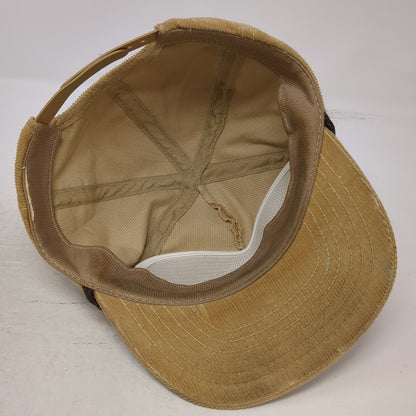 Trucker Hat Beige One Size Corduroy Mallard Duck Braided Rope Hunting Bird Hat