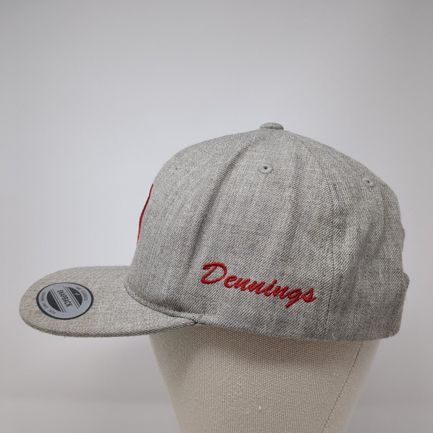 Dennings Snapback Hat Gray One Size Adjustable Embroidered 6 Panel Sport-Tek