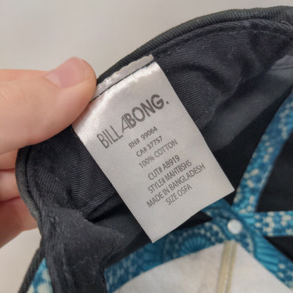 Billabong Patch Snapback Hat Black OSFA Adjustable Solid Vent Holes
