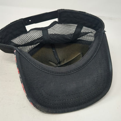 Vans Trucker Hat One Size Black Red Floral Mesh Snapback Logo Skateboard
