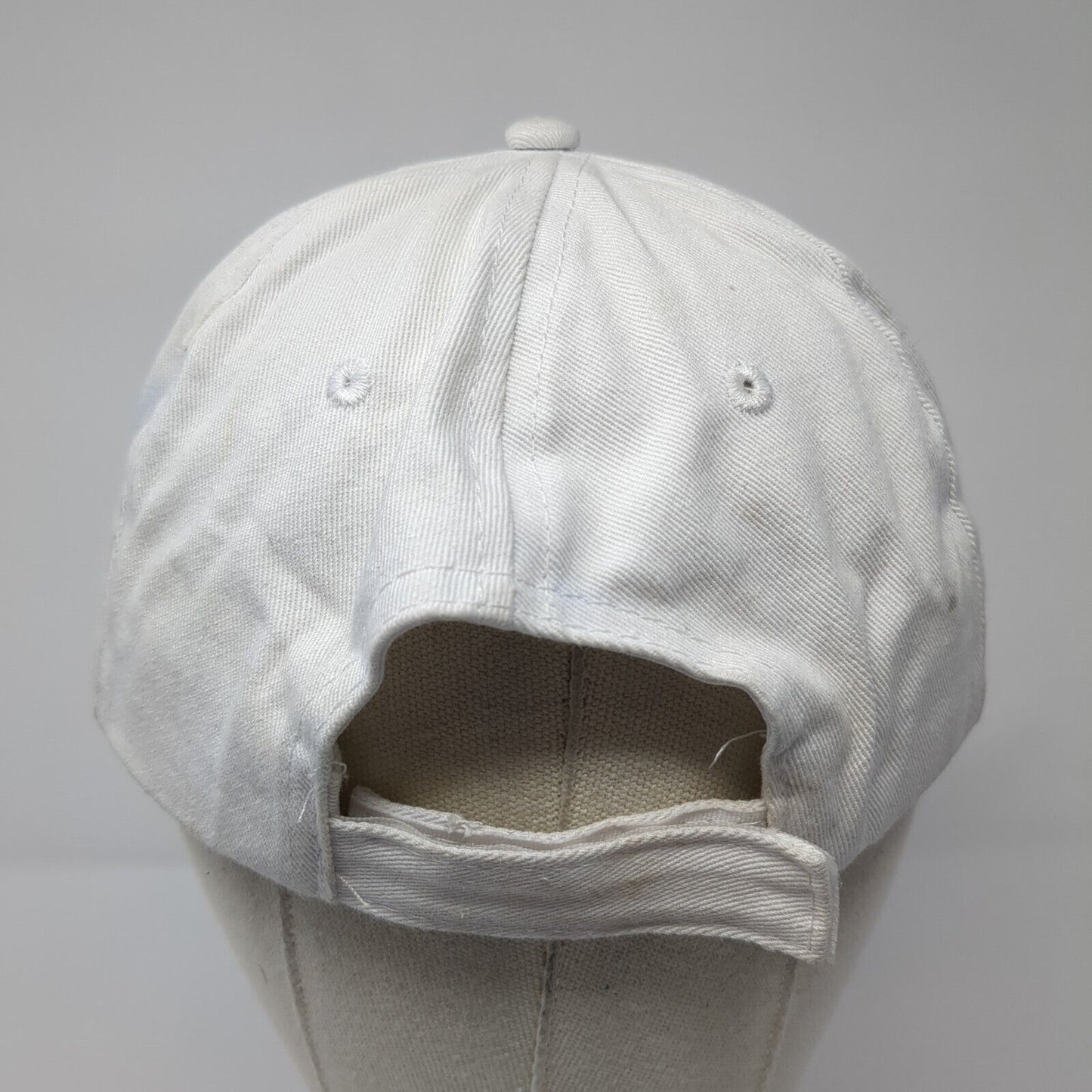 Saintnine Strapback Hat White One Size Adjustable Embroidered 6 Panel Cotton