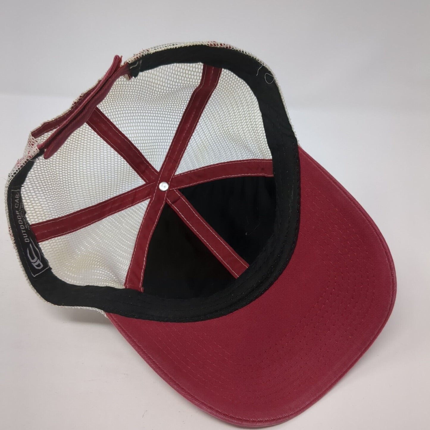 Outdoor Cap Strapback Mesh Back Trucker Hat Red One Size Embroidered Logo