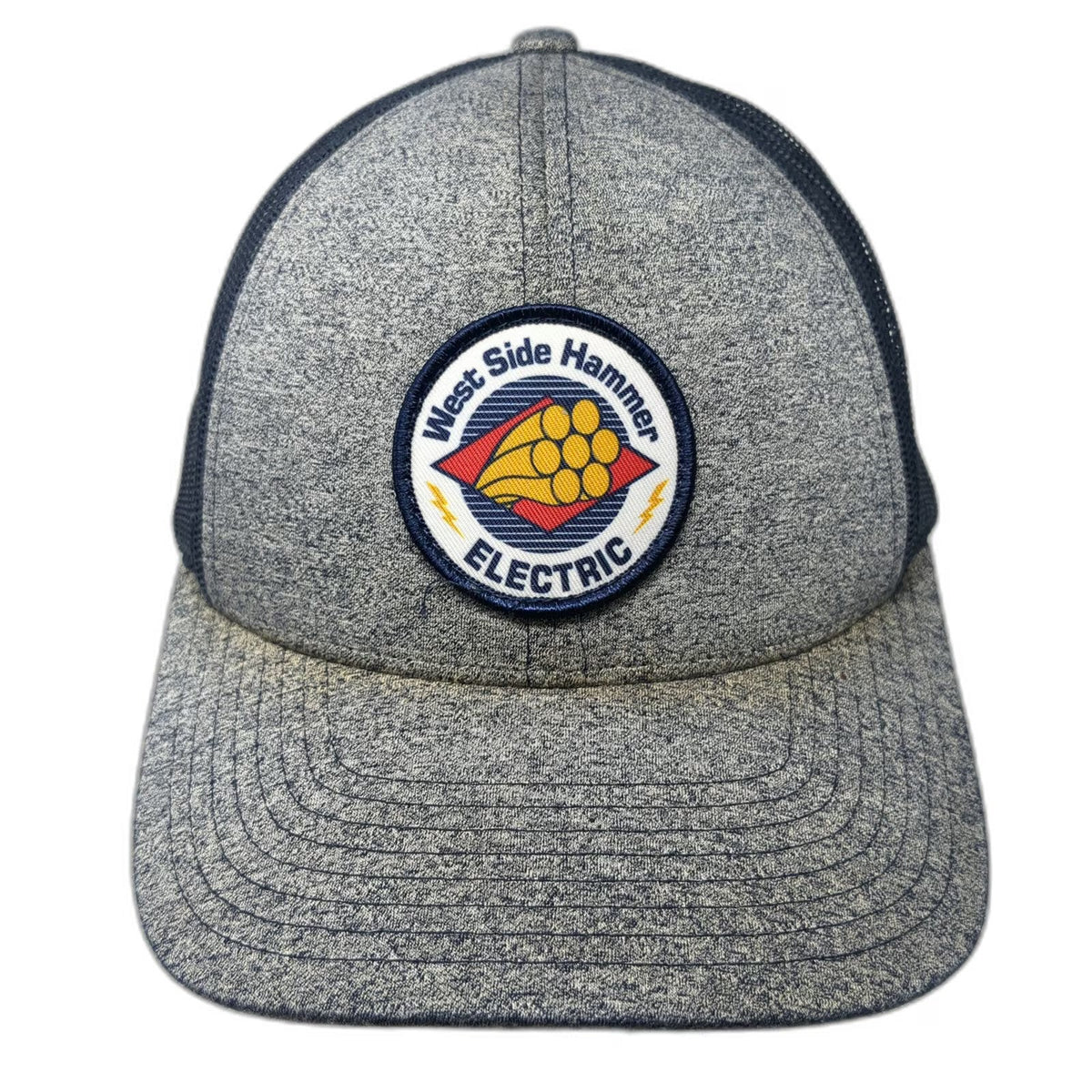 Richardson Trucker Hat Blue Gray L West Side Hammer Electric Mesh Snapback Cap