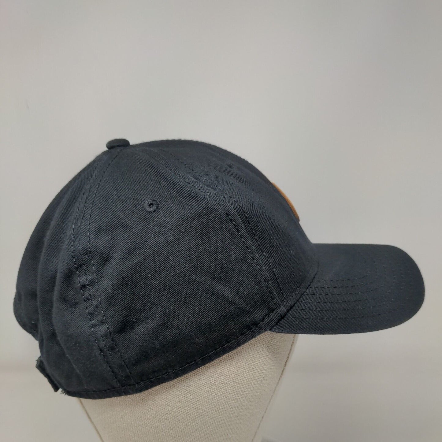 Timberland Leather Patch Strapback Hat Black OSFM Adjustable 6 Panel