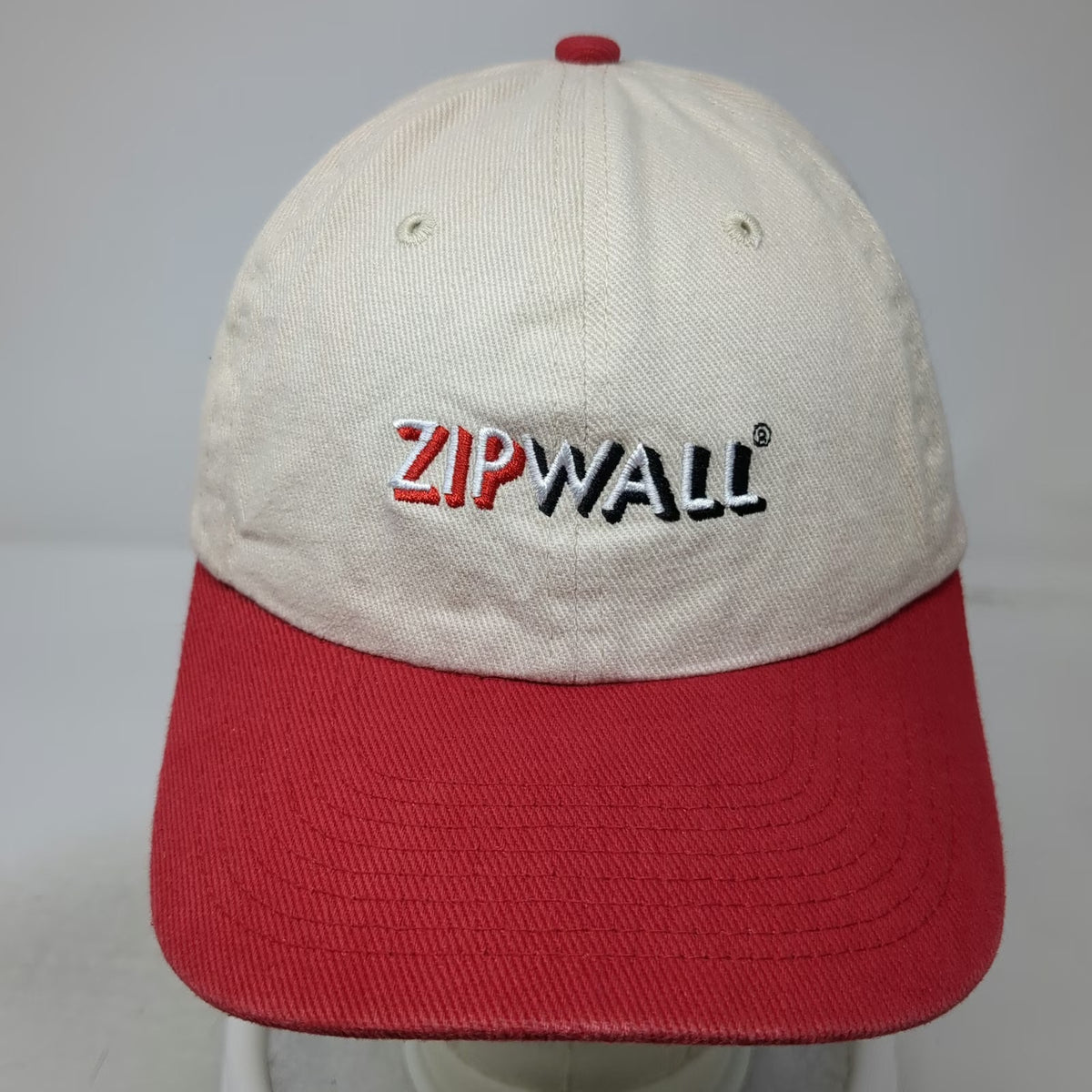 ZipWall Baseball Cap Beige Red One Size Slideback Logo Workwear Construction Hat