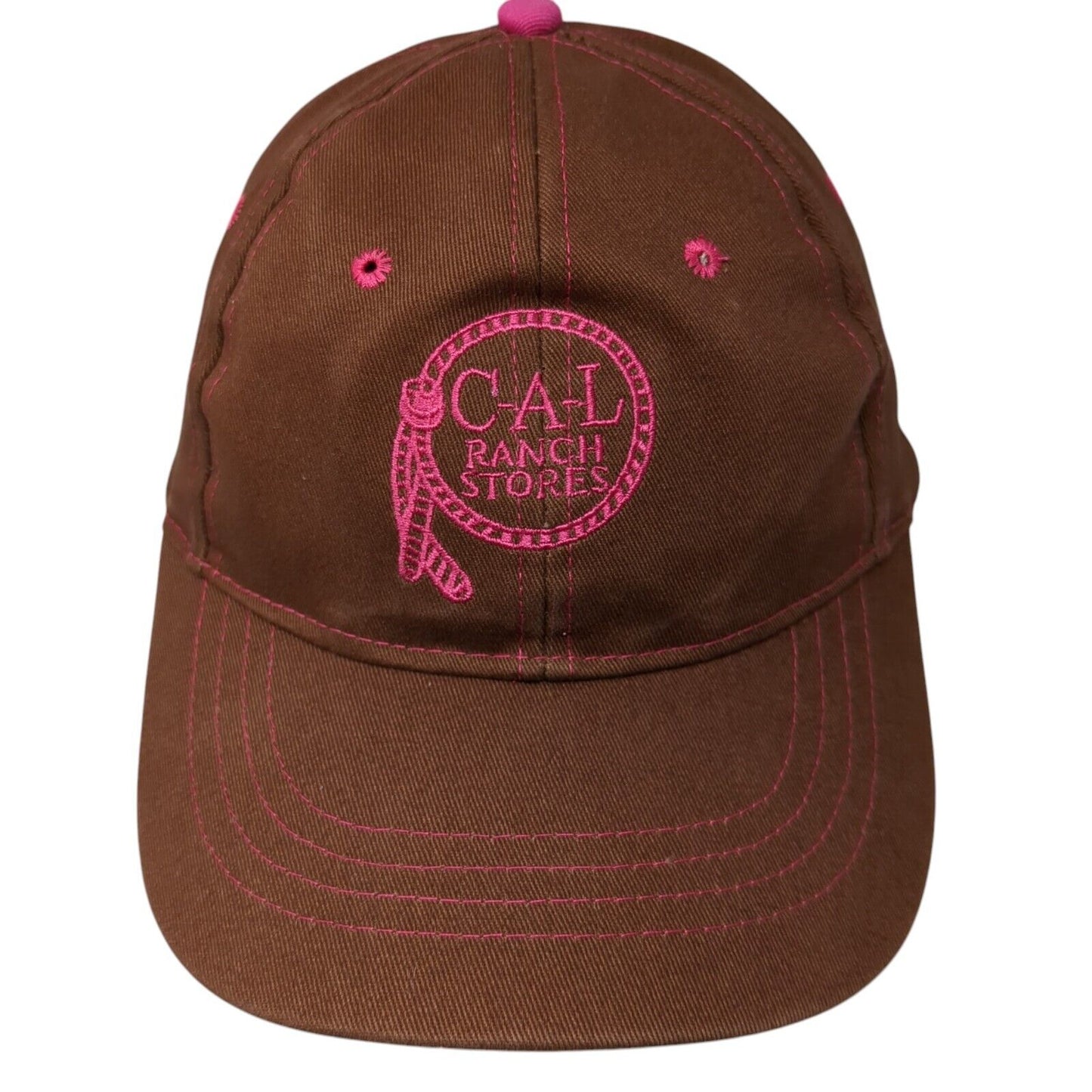 C-A-L Ranch Stores Strapback Hat Brown One Size Adjustable Embroidered Cotton