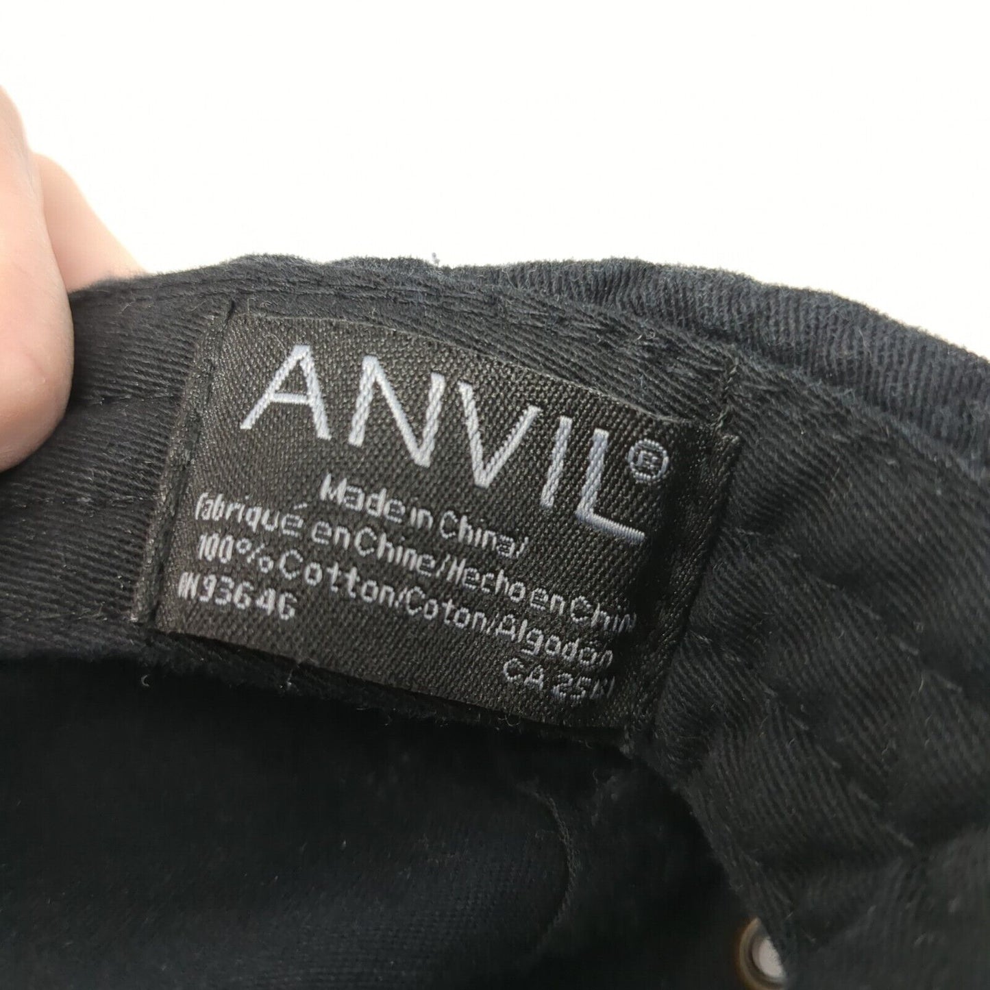 Anvil Slideback Hat Black One Size Solid Adjustable Vent Holes Blank