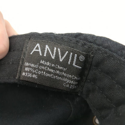 Anvil Slideback Hat Black One Size Solid Adjustable Vent Holes Blank