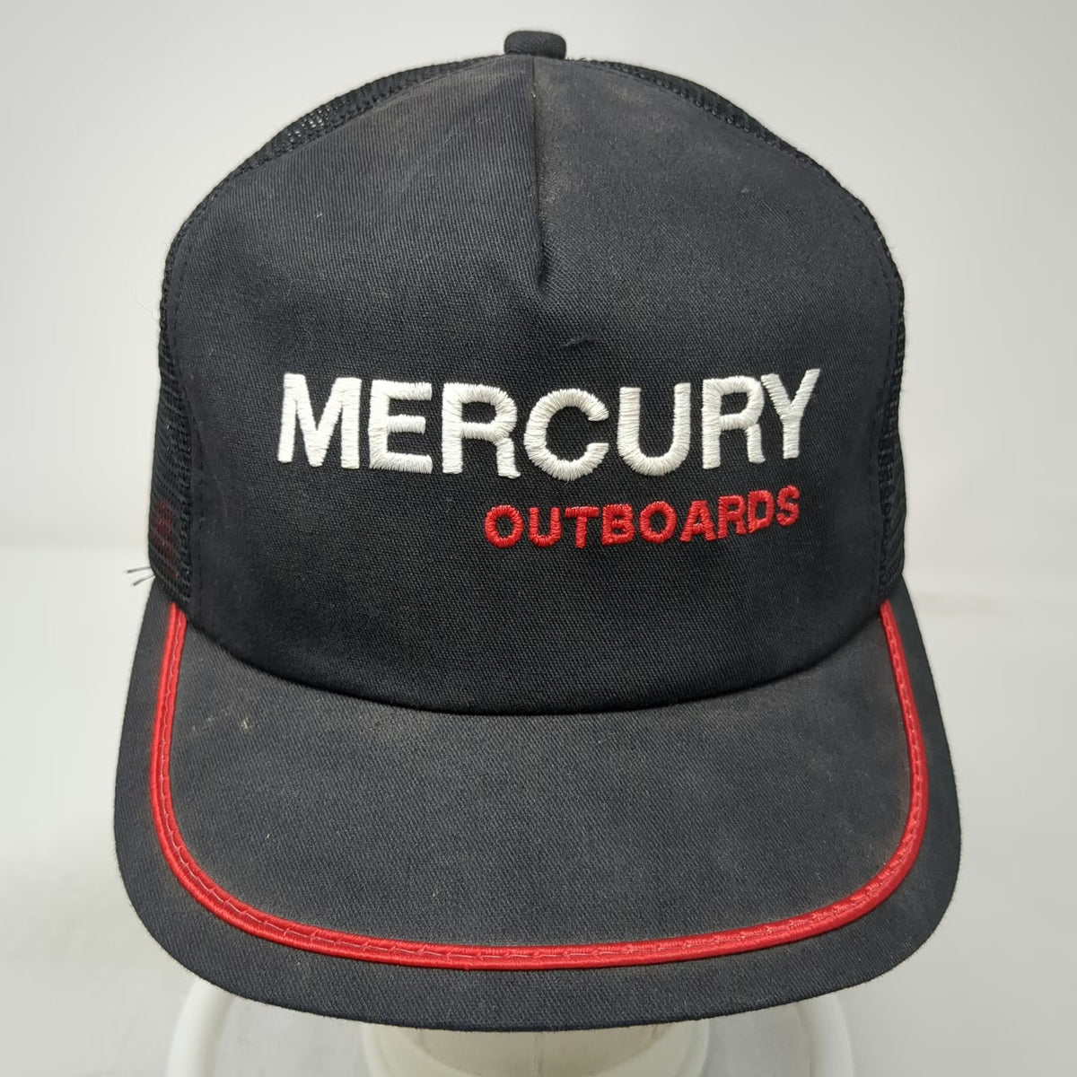 K-Products Trucker Hat Black Mercury Outboards Mesh Piping Snapback Vintage