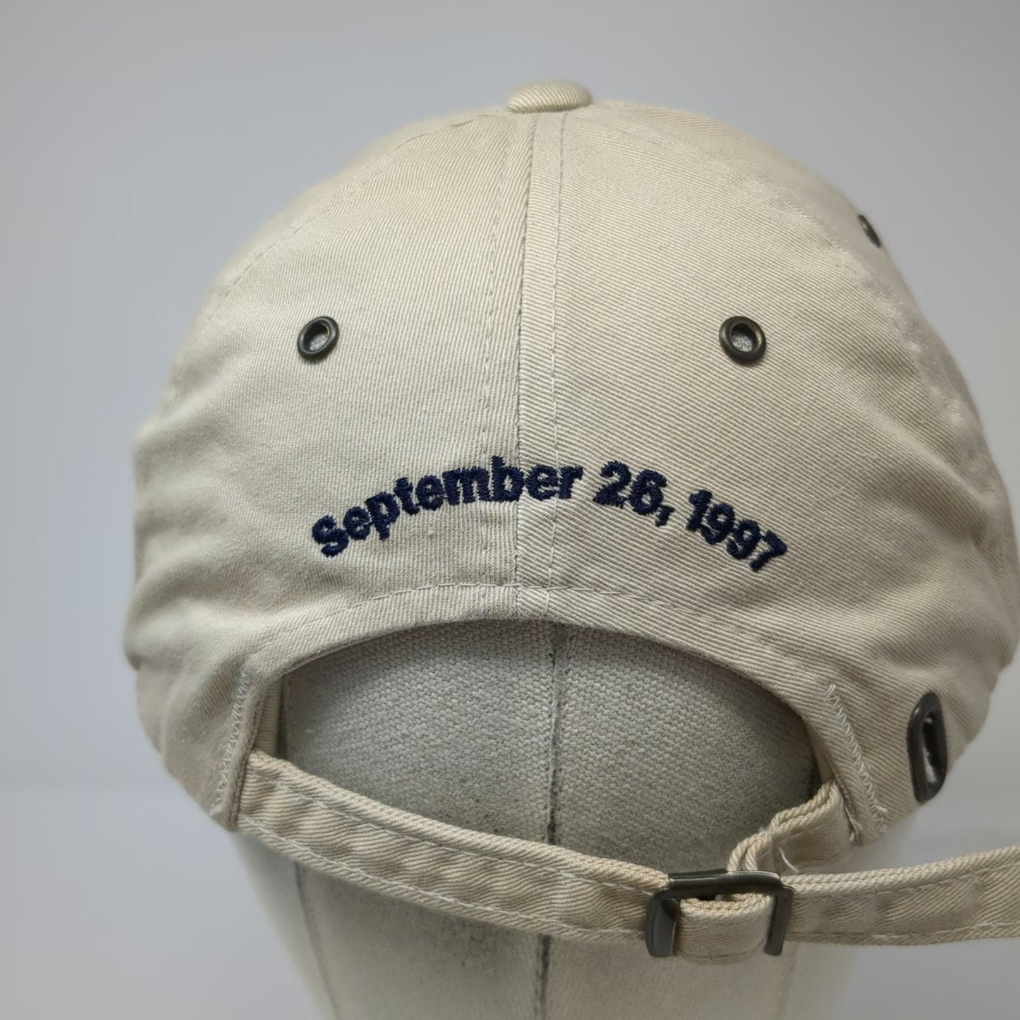 GAP Baseball Cap Beige One Size Blue Embroidered Slideback Hat September 26 1997