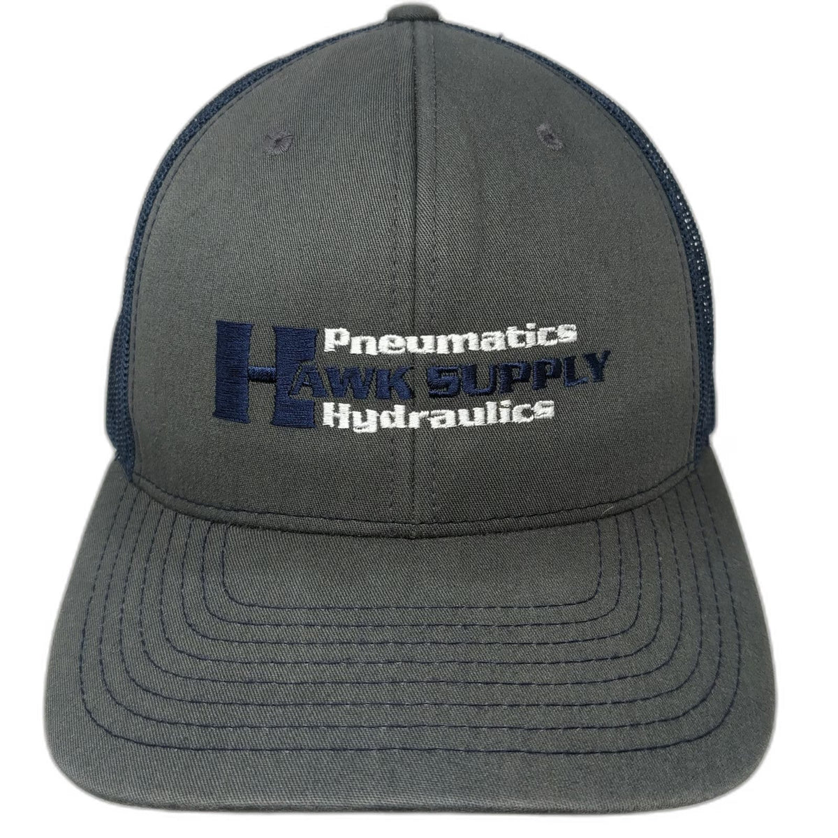 Richardson Trucker Hat Gray Blue One Size Mesh Snapback Hawk Supply Hydraulics