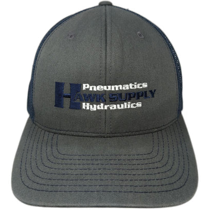 Richardson Trucker Hat Gray Blue One Size Mesh Snapback Hawk Supply Hydraulics