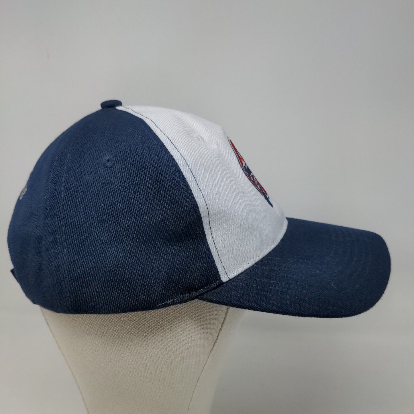 TruPay Men's Strapback Hat White Blue Adjustable Embroidered Bear Baseball Logo