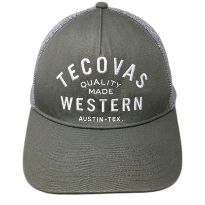 Tecovas Trucker Hat Green One Size Snapback Mesh Austin Texas Western Embroidery