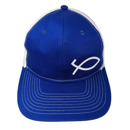 Fish Logo Snapback Mesh Back Trucker Hat Blue One Size Port Authority