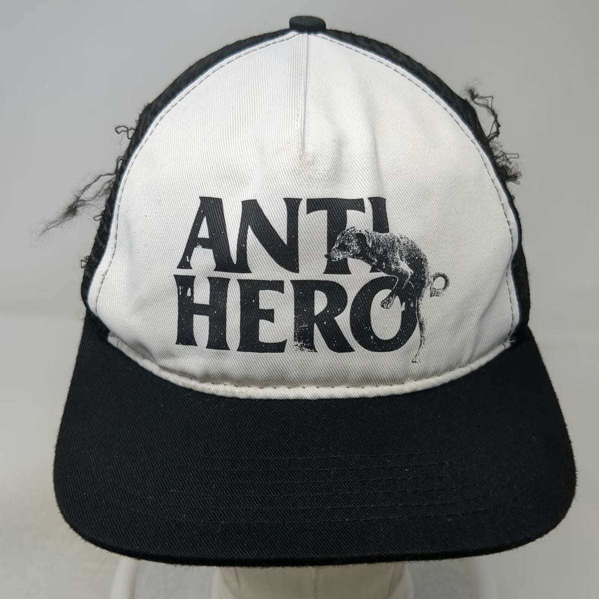Anti Hero Trucker Hat Black Mesh Back Flat Brim Pigeon Logo Snapback Vintage
