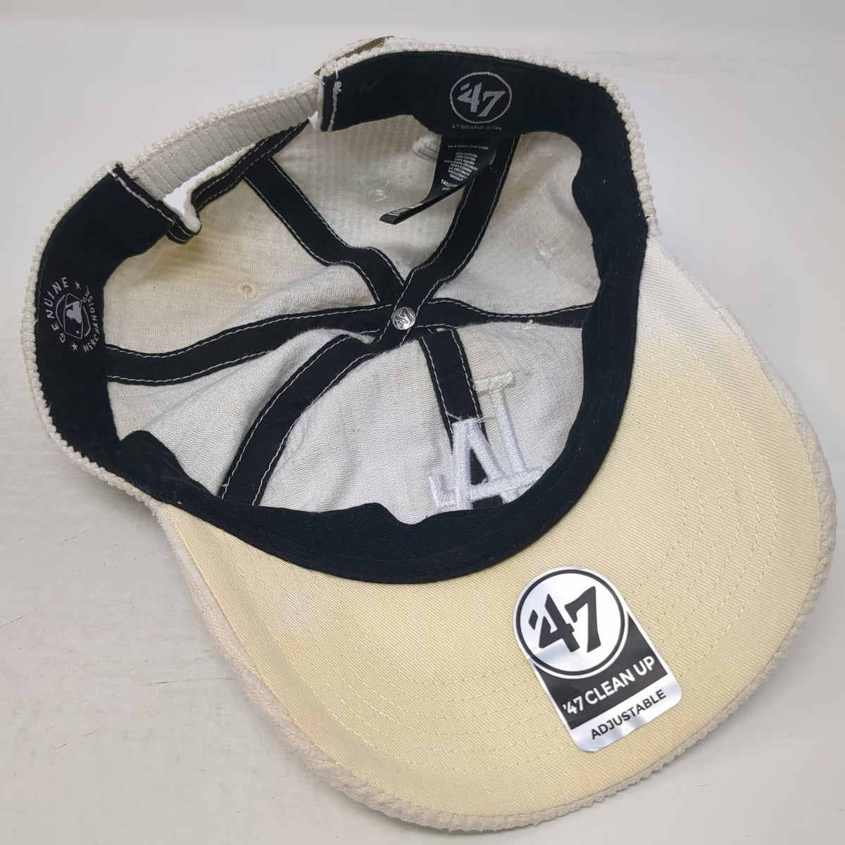 '47 Los Angeles Dodgers MLB White Baseball Cap One Size Corduroy LA Logo Hat