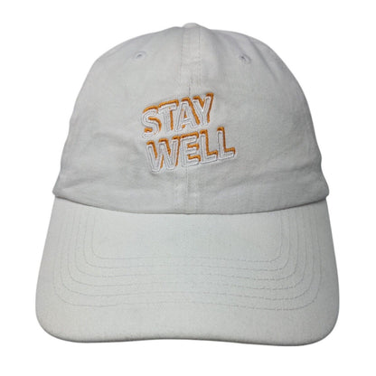 Stay Well Slideback Hat White OSFA Adjustable Embroidered Quake City Caps Cotton