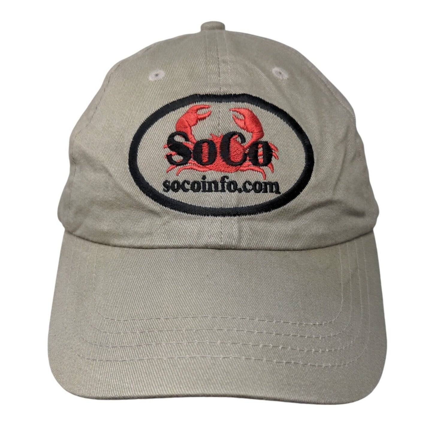 SoCo Crab Slideback Hat Tan OSFM Embroidered Adjustable 6 Panel