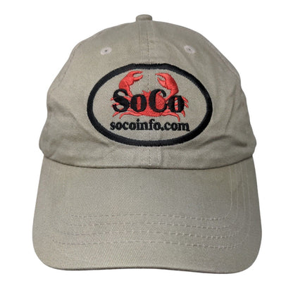 SoCo Crab Slideback Hat Tan OSFM Embroidered Adjustable 6 Panel