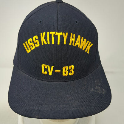 Cran Trends 5 Panel Blue One Size Snapback Hat USS Kitty Hawk CV-63 US Navy