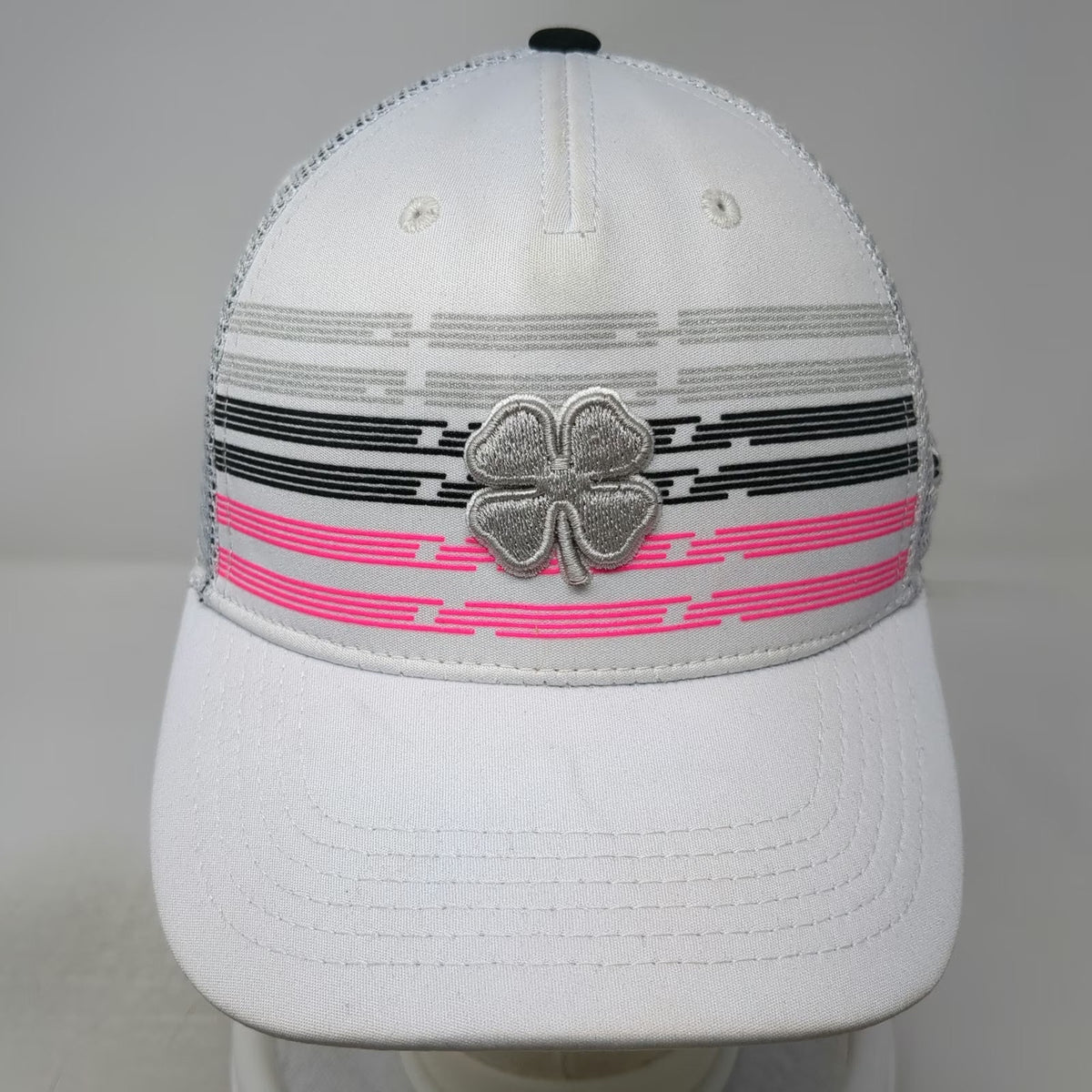 Black Clover Trucker Hat White XL Live Lucky Mesh Snapback Pink Silver