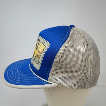 Caterpillar Trucker Hat Blue Forklift Snapback Mesh Rope Tonkin Inc Vintage 90's