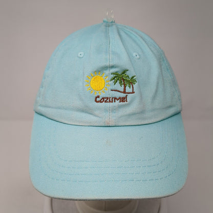 Cozumel Strapback Hat Blue One Size Adjustable Sun Palm Tree 6 Panel