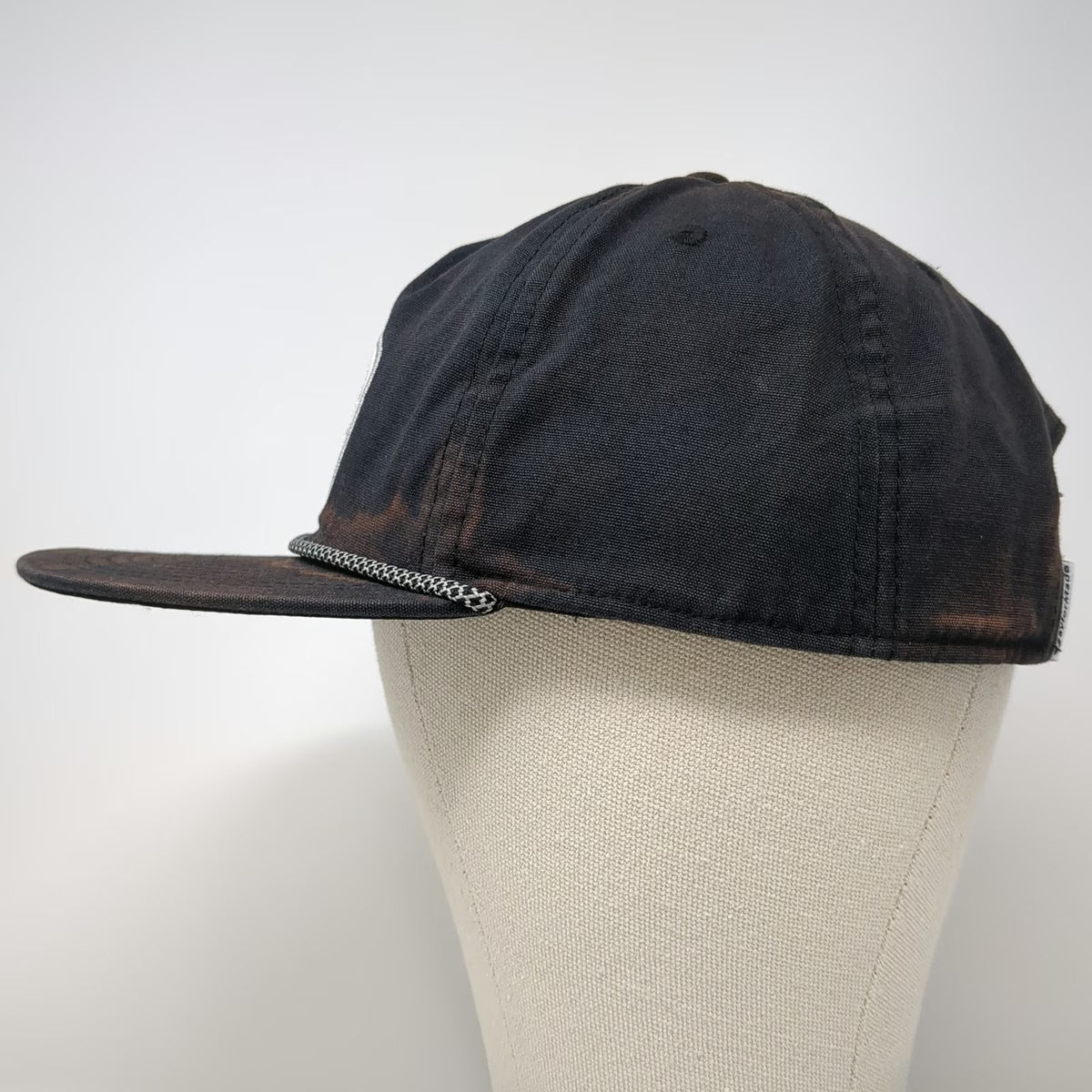TaylorMade 5 Panel Black One Size Golf Snapback Rope Distressed Logo Patch Hat
